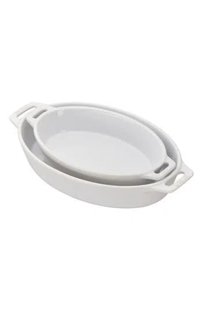 Staub 2-piece Enameled Ceramic Oval Baking Dishes In White