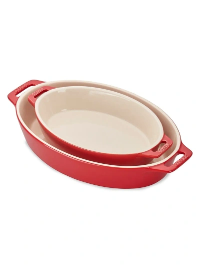 Staub Ceramic Oval Baking Dish 2-piece Set In Cherry