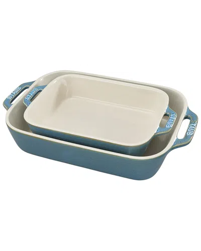 Staub 2pc Rectangular Baking Dish Set In Blue