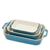 Staub 3 Pc Rectangular Stoneware Bakers Set In Blue