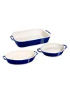 Staub 3-piece Ceramic Mixed Baking Dish Set In Blue