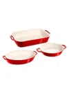 Staub 3-piece Ceramic Mixed Baking Dish Set In Cherry