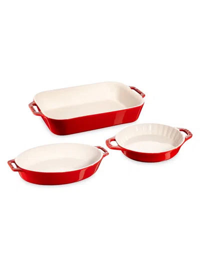 Staub 3-piece Ceramic Baking Dish Set In Red