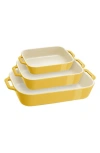 Staub Ceramic 3 Piece Rectangular Baking Dish Set In Citron