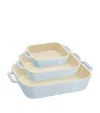 Staub 3-piece Ceramic Mixed Baking Dishes In Blue