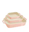Staub 3-piece Ceramic Mixed Baking Dishes In Pink