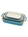 Staub Ceramic 3 Piece Rectangular Baking Dish Set In Turquoise