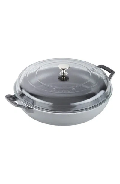 Staub 3.5 Quart Enameled Cast Iron Braiser With Glass Lid In Gray