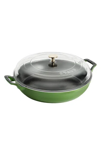 Staub 3.5 Quart Enameled Cast Iron Braiser With Glass Lid In Green