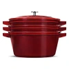 Staub 4 Pc Stackable Enameled Cast Iron Set In Grenadine