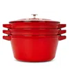 Staub 4-piece Stackable Cast Iron Cookware Set In Red
