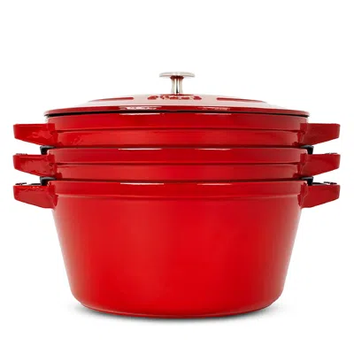 STAUB 4 PC. STACKABLE ENAMELED CAST IRON SET