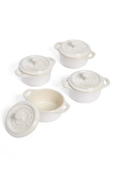 Staub 4-piece Mini Round Cocotte Set In Ivory White