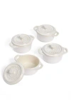 Staub 4-piece Mini Round Cocotte Set In White