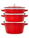 Staub 4-piece Stackable Cast Iron Cookware Set In Cherry