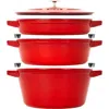 Staub 4-piece Stackable Cast Iron Cookware Set In Cherry