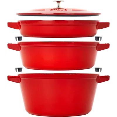 STAUB STAUB 4-PIECE STACKABLE ENAMELED CAST IRON COOKWARE SET