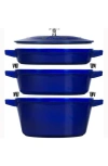 Staub Cast Iron 4-pc. Stackable Pot Set In Dark Blue