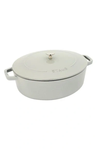 Staub 6.25-quart Enameled Cast Iron Shallow Oval Dutch Oven In White Truffle