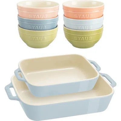 Staub 8-piece Ceramic Macaron Bowls & Baking Dishes Set In Multi