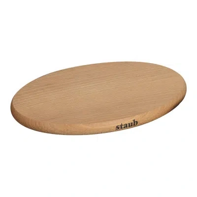 Staub 8.25-inch Oval Magnetic Wood Trivet In Brown