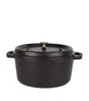 Staub Black Round Cocotte In Black