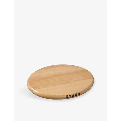 Staub Brown Branded Magnetic Wooden Trivet 29cm In Neutral