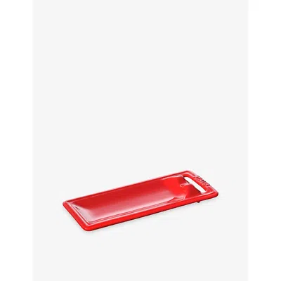 Staub Cherry Brand-embossed Ceramic Spoon Rest In Red