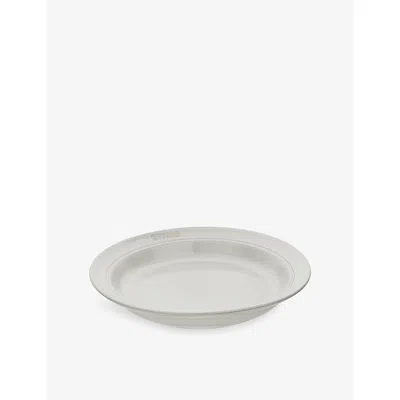Staub White Truffle Brand-embossed Deep Ceramic Plate 24cm In Multi