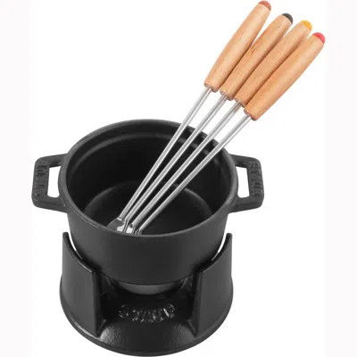 Staub Cast Iron 0.25-qt Mini Chocolate Fondue Set In Black