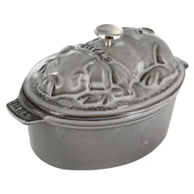 Staub Cast Iron 1-qt Pig Cocotte - Graphite Grey In Gray
