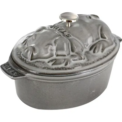 Staub Cast Iron 1-quart Pig Dutch Oven In Gray