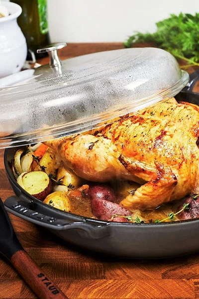 Staub Cast Iron 12-inch Braiser With Glass Lid In Graphite Grey