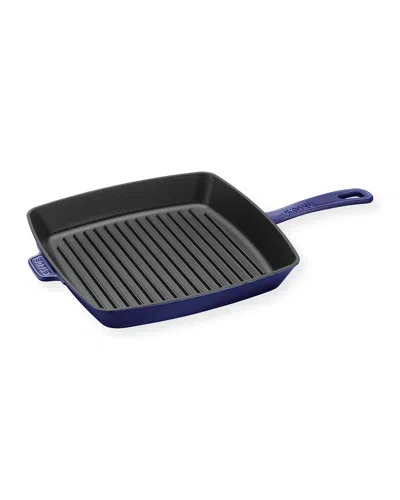 Staub 12-inch Enameled Cast Iron Grill Pan In Blue