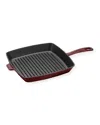 Staub Cast Iron 12-inch Square Grill Pan In Burgundy