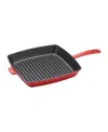 Staub Cast Iron 12" Square Grill Pan In Cherry