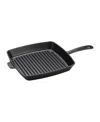 Staub Cast Iron 12" Square Grill Pan In Matte Black