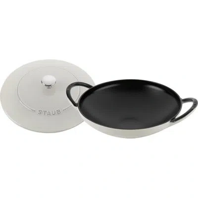 Staub Cast Iron 2-qt Wok With Cast Iron Lid - White Truffle