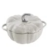 Staub Cast Iron 3.5-qt Pumpkin Cocotte With Stainless Steel Knob In White Truffle