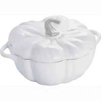 Staub Cast Iron 3.5-qt Pumpkin Cocotte With Stainless Steel Knob Hand Crafted In France In White