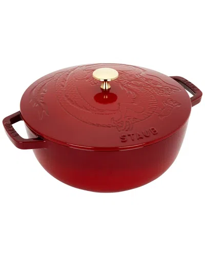 Staub Cast Iron 3.75qt Cherry Essential French Oven With Dragon Lid In Red