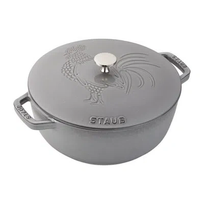 Staub Cast Iron 3.75-quart Essential French Oven Rooster In Graphite Gray