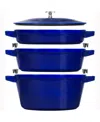 Staub Cast Iron 4-pc. Stackable Pot Set In Dark Blue