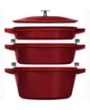 Staub Cast Iron 4 Piece Stackable Set In Grenadine