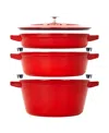 Staub Cast Iron 4-piece Stackable Set In Red