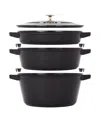 Staub Cast Iron 4-piece Stackable Set In Black