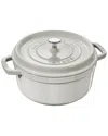 Staub Cast Iron 4qt Round Cocotte Dutch Oven In Silver