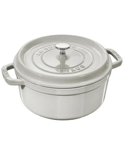 Staub Cast Iron 4qt Round Cocotte Dutch Oven In Silver