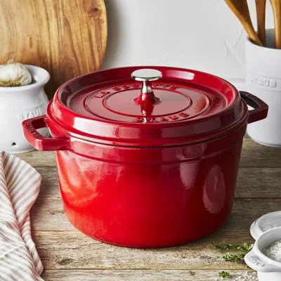 Staub Cast Iron 5-qt Tall/deep Round Cocotte In Red