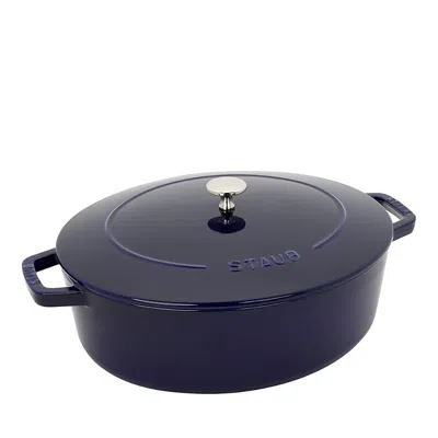 Staub 6.25-quart Enameled Cast Iron Shallow Oval Dutch Oven In Dark Blue